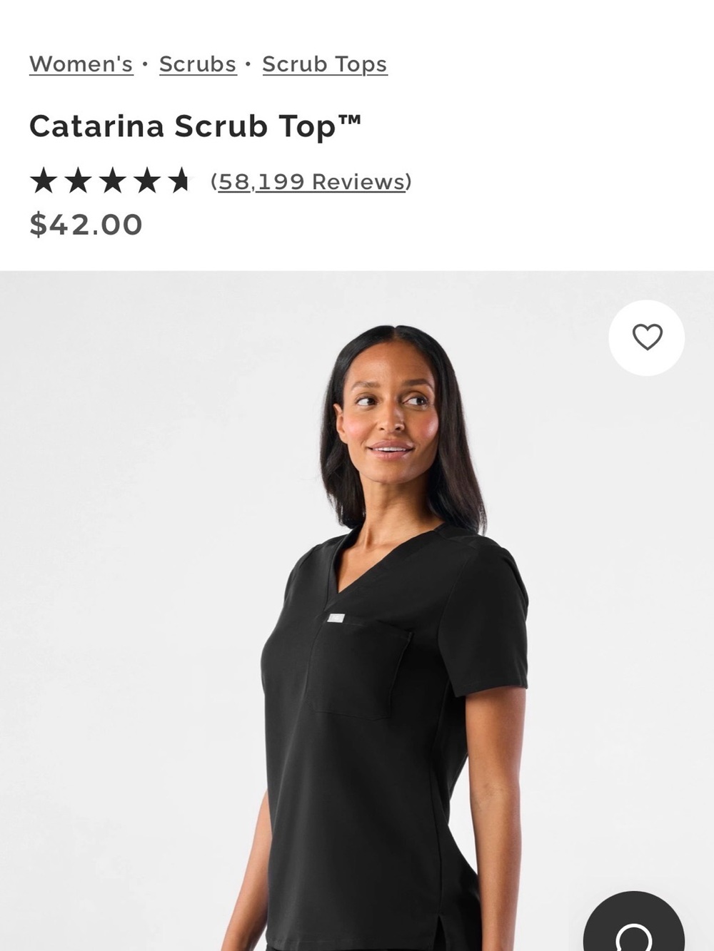 Figs Catarina Scrub Top - Black